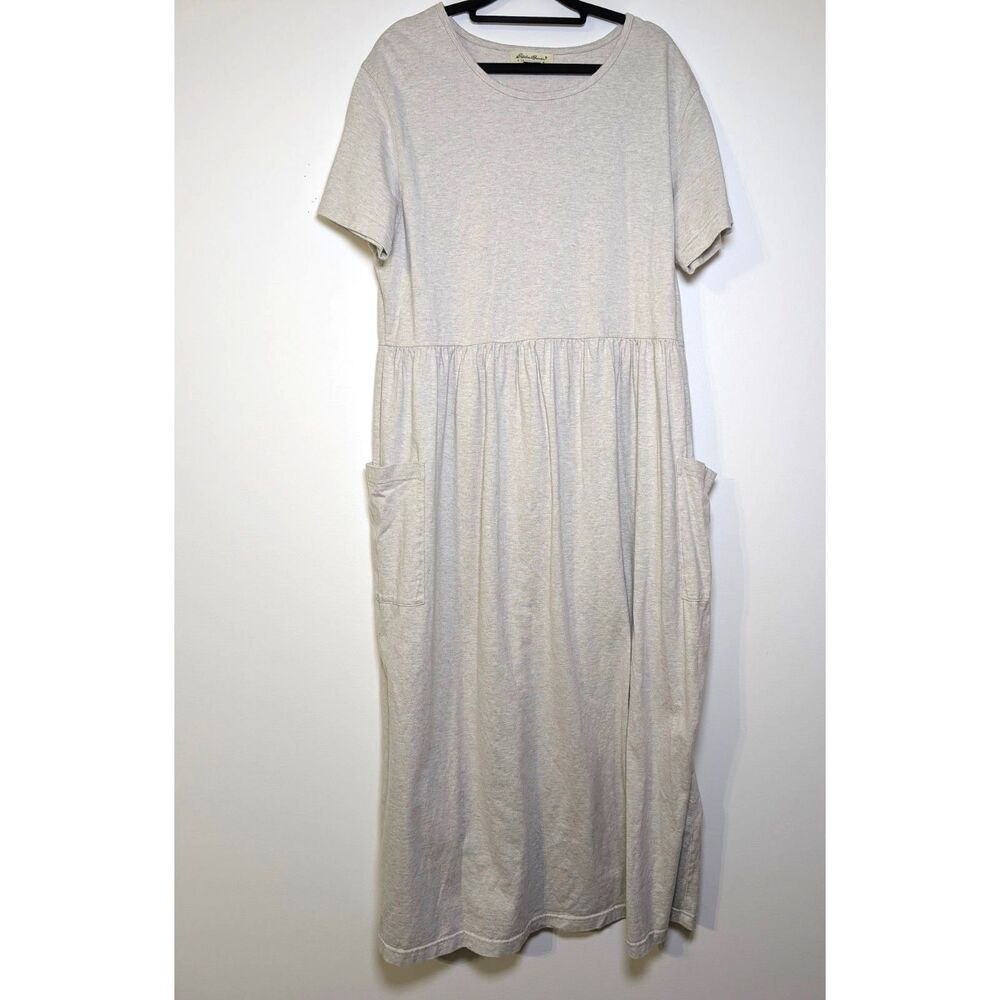 Vintage Y2K Eddie Bauer Cotton Pocket Maxi Dress M Cream Lagenlook Granolagore - Picture 4 of 6